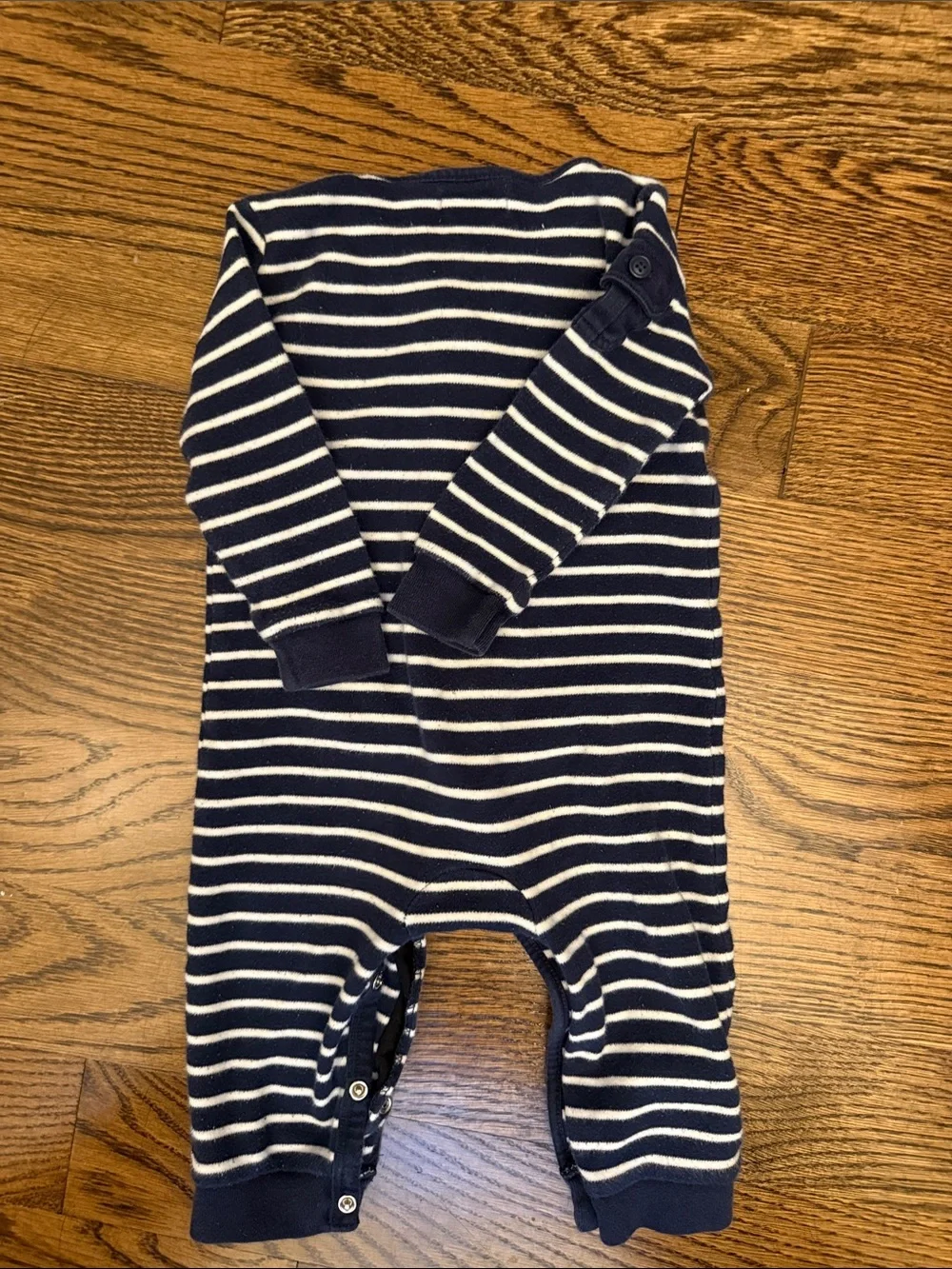 Ralph Lauren Navy & White Striped Baby Footie